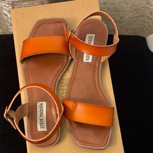Steve Madden Orange Flat Sandals Minimalist Design